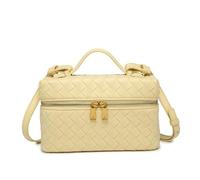 Lieits Top-Handle Pouch Handbag for Women Woven Leather Vanity Case Designer Crossbody Bag Shoulder Bag Trendy Purse, Yellow, Square Box Bags