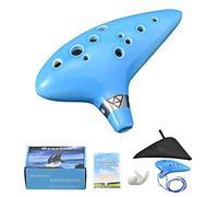 LIEKE Ocarina 12 Hole Alto C Ceramic Ocarinas, Musical Instrument for Beginners Adults with Display Stand Song Book Neck-Strap Bag (Light blue)