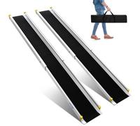 LIEKUMM 2 PCS Telescopic Wheelchair Ramps 8 FT, Portable Adjustable Wheelchair Ramps for Mobility Scooters 300 kg Capacity for Door Stair Steps with Carrying Bag
