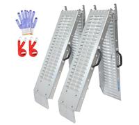 LIEKUMM 2PCS Motorbike Ramp, 168 x 22 cm Van Loading Ramps, 400 kg Capacity per Pair Heavy Duty Folding Ramp, Loading Ramps for Motorbike, ATV, UTV, Lawn Mowers with Gloves and Towing Straps