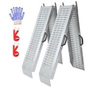 LIEKUMM 2PCS Motorbike Ramp, 188 x 22 cm Van Loading Ramps, 400 kg Capacity per Pair Heavy Duty Folding Ramp, Loading Ramps for Motorbike, ATV, UTV, Lawn Mower with Gloves and Towing Straps
