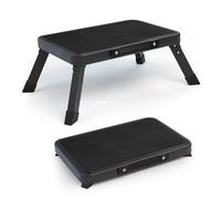 LIEKUMM Folding Step Stool 18cm High 150kg Load Capacity - Lightweight Steel Step Step for Kitchen, Household and Caravan with Non-Slip Platform and Rubber Feet, Black