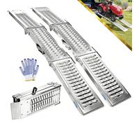LIEKUMM Loading Ramps x 2, 194 cm Tri-Fold lawnmower Ramp, 440 kg Capacity Steel Portable Loading Ramps, van ramps heavy duty For motorbike, Trailers, E-bikes, Trolleys, 4x4s