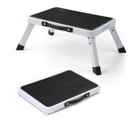 LIEKUMM Step Stool, 150 kg Capacity Portable Step Ladders, Steel Caravan Steps with Non-Slip Platform and Rubber Pads, 38 x 26 cm Folding Stool for Motohome, Office, Bathroom, Bedroom, Pets, White