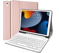 Lielax Keyboard Case for iPad 10.2 9th Generation 2021 /8th Gen 2020 /7th Gen 2019 /Air 3rd 2019 /iPad Pro 10.5 2017 - Slim Protective Case with Pencil Holder Wireless Detachable Keyboard -Rose gold