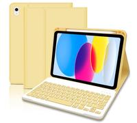 Lielax Keyboard Case for iPad 10th Generation 2022/A16 11th Generation 2025(10.9/11 inch), Case with UK Layout keyboard for iPad 10.9, Detachable Wireless Bluetooth Keyboard for ipad 11/10 Gen-Yellow