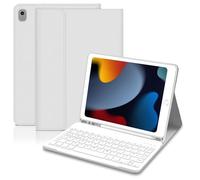 Lielax Keyboard Case for iPad 9th/8th/7th Generation 10.2 inch 2021/2020/2019 - Protective Case Cover With Pencil Holder and Magnetic Detachable Bluetooth UK Layout Keyboard for Air 3/Pro 10.5, Grey