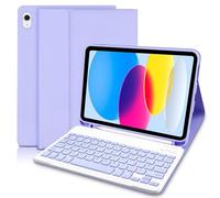 Lielax Keyboard Case for IPad A16 11th Generation 2025 11 inch & IPad 10th Generation 2022 10.9 inch - Magnetic Detachable Keyboard Cover with Pencil Holder for iPad 11/10 Gen，UK Layout-Purple