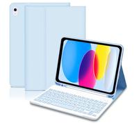 Lielax Keyboard Case for iPad A16 11th Generation 2025 and 10th Generation 2022 (11/10.9 inch), Detachable Bluetooth Keyboard Cover with Pencil Holder for iPad 11/10 Gen, UK Layout-Blue