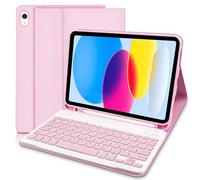 Lielax Keyboard for iPad 10th Generation 10.9 inch, Compatible with New 11th Generation (A16) 11 inch, Detachable Bluetooth Keyboard Cover with Pencil Holder for iPad 11/10 Gen, UK Layout-Pink