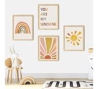 LIELIEYAO You Are My Sunshine Baby Nursery Prints Decor 11 x 14 Inch Motivational Posters Playroom Decor,Baby Girl Nursery Decor,Inspirational Quotes Posters & Prints Kids Room Decoration