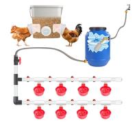 Lielyhod 68 Accessories Complete Set Pipeline Automatic DIY Chicken Waterer Feeder System,with Chicken Water Cups, Poultry Feeder,Ports Hole Saw,PVC Pipeline,Float Valve and Garden Hose,Glue,Tape.