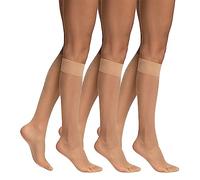LIEMI Pompea Sunrise 8 DEN Knee Highs, One Size, 2 and 6 Pairs, Golden Powder - 6 Pairs, One size