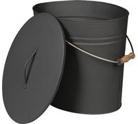 Lienbacher Ash Bucket, Anthracite, with Handle and Lid - Oval - 15 Litres