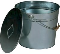 Lienbacher Galvanized Ash Bucket with Handle and Lid - Oval - 24 Litres