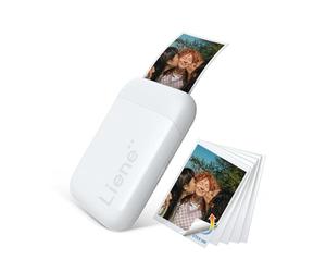 Liene 2x3'' Mini Portable Photo Printer with 5 Zink Adhesive Papers, Bluetooth 5.0, Compatible with iOS/Android, Small Photo Printer for iPhone - White