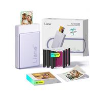 Liene Pearl N200 Pro Portable Mini Photo Printer, Dye-Sublimation, with 50 Adhesive Photo Papers & 5 Slot-in Dye Cartridges, Bluetooth, for iOS/Android, Battery, Purple