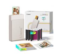 Liene Pearl N200 Pro Portable Mini Photo Printer, Dye-Sublimation, with 50 Adhesive Photo Papers & 5 Slot-in Dye Cartridges, Bluetooth, for iOS/Android, Battery, Gold
