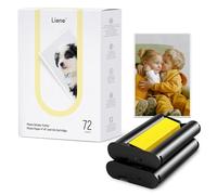 Liene Photo Paper & Cartridge, 2 Ink Cartridge Refill & 72 sheets photo papers, 4x6", Dye Sublimation, Water & Oxidation-Proof, Compatible w/Liene PixCut S1 Photo Sticker Printer and Cutter