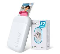 Liene 2x3” Photo Printer, Mini Instant Portable Color Mono Photo Printer Bundle 50 Zink Adhesive Sheets, Bluetooth 5.0, Compatible w/iOS & Android, Small Picture Printer for Smartphone, White