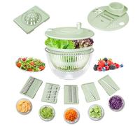 Lienffy Salad Spinner Large-5.3 Qt Vegetables Fruits Wash Bowl, Lettuce Dryer with 5 Blades, Egg Yolk Strainer Slicer Shredder for Kitchen Colander, Pasta and Fries Spinner-Green