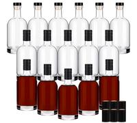 Liengoron Wine Bottle 16PCS 200 ML Glass Bottles with Lids 6 oz Clear Glass Bottles with Cork Empty Wine Bottle with Stopper for Beverages Drinks Beer Water Soda