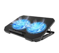 LIENS Laptop Cooler Cooling Pad Slim Portable USB Powered (2Fans) Portable Height Adjustable Laptop Cooling Fan Stand Holder Riser Up to 17” - White (Black)