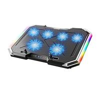 LIENS Laptop Cooling Pad, 5 Fans, Air Cooling Method, Metal Surface, Up to 17'' Compatible Devices, RGB Lighting, Ergonomic Design, Black