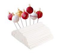 LIERFIS Lollipop Sticks, 10CM/4IN Cake Pop Sticks Paper Sticks for Cakepop, Lollipop, Hard Candy, Candy Apples, Rainbow Candy, Chocolate,White 100 Pcs