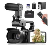 Lierhyt 4k Video Camera Camcorder with 18X Digital Zoom,64MP Vlogging Camera for YouTube,4.0-inch Rotating Touchscreen,64GB SD Card,Microphone,Remote Control,Durable Battery(Black)