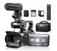 Lierhyt Upgrade 4K UHD Video Camera Camcorder with Mic, 18X Digital Zoom Auto-Focus Vlogging Camera for YouTube Antishake Video Recorder with 4" Rotating Touch Screen, 64GB SD Card and Battery