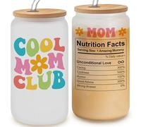 LIERIE8888 Mothers Day Gifts for Mom - Cool Mom Club 16oz Frosted Glass Cup, Mommy Coffee Mug, Mama Cups, Momma Gift Ideas, Funny Birthday Present For Her, Cute Mother Day Gift Tumbler, Moms Cup