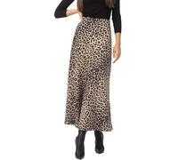 LIEROLYE Maxi Skirts for Women, Satin Silk Leopard Print Long Skirts Stretch High Waist Elastic Waistband A-Line Skirt(Beige,M)