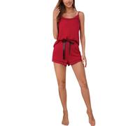 LIEROLYE Women's Bamboo Viscose Pajama Set, Sleeveless Cami Top & Shorts, 2-Piece Sleepwear Loungewear(Red,S)