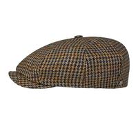 Lierys 8 Panel Flatcap Houndstooth Made in EU Men Autumn Winter 100% Virgin Wool Cotton Lining Brown