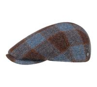 Lierys Capri Check Flatcap Checked Herringbone Handmade 100% Wool Made in Italy Men Autumn Winter Brown-Blue