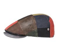 Lierys Capri Leather Patchwork Flat Cap Made in Italy Men Summer Winter Mixed Colours 57 cm