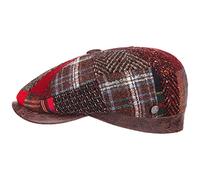 Lierys Carlento Patchwork Flat Cap Made in Italy Men Autumn Winter red 56 cm
