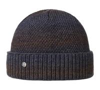 Lierys Carnell Beanie Knit Cuffed Hat Wool Blend Made in Germany Men Autumn Winter Brown-Blue One Size