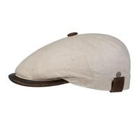 Lierys City Linen Flat Cap Made in Italy Men Spring Summer Leather Edging