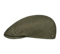 Lierys Classic Ivy Linen Flat Cap by Men - Made in The EU hat with Peak, Lining Summer Spring-Summer - L (58-59 cm) Olive