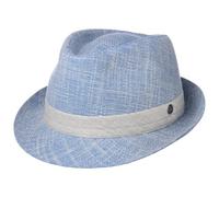 Lierys Delamon Trilby Hat Made in Italy Fabric Cotton Lining Textured Band Unisex Summer Blue