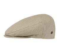 Lierys Inglese Linen Flat Cap Mens - Made in Italy - Newsboy Cap Made of Linen and Cotton - Summer hat in Denim Look - Spring/Summer Beige 59 cm