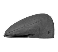 Lierys Inglese Linen Flat Cap Mens - Made in Italy - Newsboy Cap Made of Linen and Cotton - Summer hat in Denim Look - Spring/Summer Black 58 cm