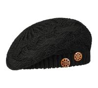Lierys Jil Women's Beret with Buttons - Knitted hat with new Wool - Made in Germany - One Size 54-59 cm - French Ladies' Beret - Fall/Winter Black One Size