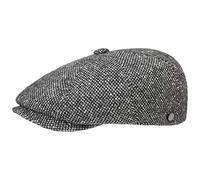 Lierys Ladies'/Men's Tweed Winter Peaked Cap - Italian-Made Flat Cap - New-Wool Cap - Flecked Winter hat with Inner Lining - Fall/Winter Flat Cap - Ivy Cap Black M (56-57 cm)