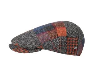 Lierys Merino Patchwork Flat Cap Italian Wool Unisex Fall Winter Made in Italy Grey