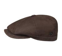 Lierys Nappa Wax Leather Flat Cap Men Autumn Winter Dark Brown