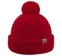 Lierys Navigat Bobble Hat Women/Men - Made in Germany - Knitted Hat with Pompom - Winter Hat from Pure Virgin Wool - with Double Fold Down Cuff - One Size 53-60 cm red One Size