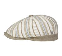 Lierys Savoca Flatcap Cap Striped Cotton Linen Newsboy Made in Italy Men Summer Beige XL (60-61 cm)